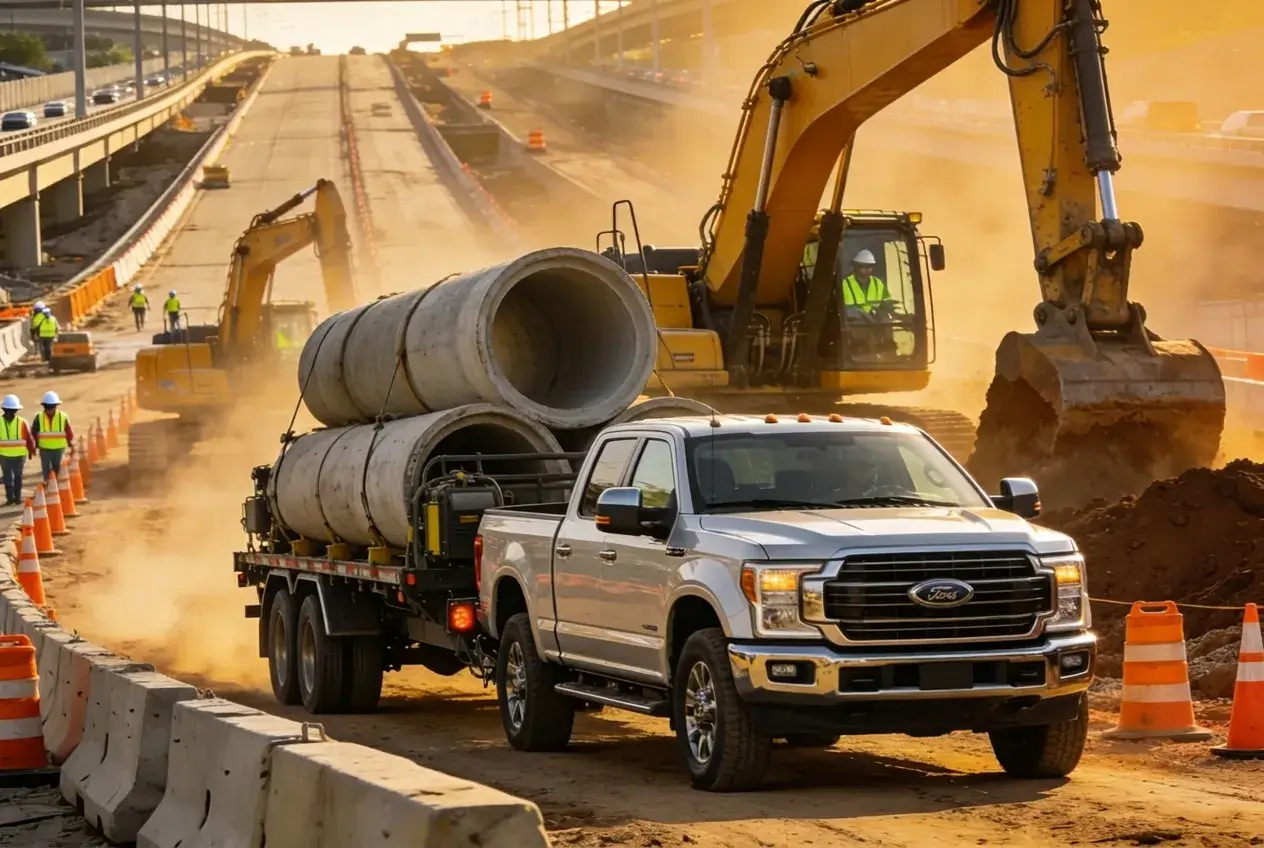 Civil and infrastructure delivery, heavy materials moving to a road project site